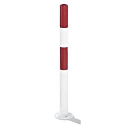 Potelet en tube d'acier rond, blanc / rouge, à cheviller, Ø 60 mm