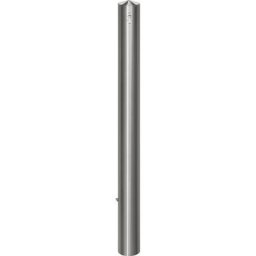 Potelet en inox, à tête pointue, à sceller dans du béton avec douille de sol, Ø 102 mm, cylindre profilé