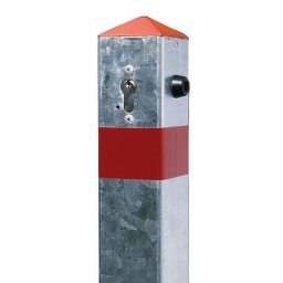 Potelet en tube d'acier, rabattable, avec platine, carré, 70 x 70 mm