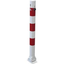 Potelet de délimitation, Ø 76 mm, blanc / rouge, rabattable, avec cylindre profilé, sans œillet