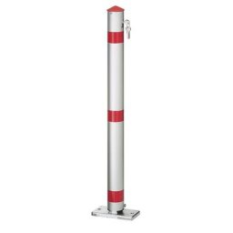 Potelet en tube rond d'aluminium, verrouillable, sans pédale, serrure à cylindre