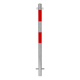 Potelet de délimitation, à sceller dans du béton, Ø 60 mm, galvanisé à chaud / réfléchissant rouge, 2 œillets