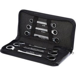 KS Tools Jeu de clés à cliquet doubles GEARplus, étui en cuir, 6 éléments