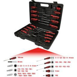 KS Tools Jeu de tournevis et d'embouts ERGOTORQUEplus, manche à 2 composants, 39 éléments