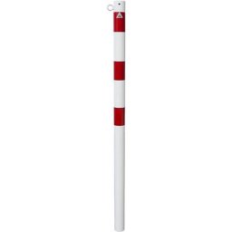 Potelet de délimitation, Ø 60 mm, blanc / rouge, à sceller dans du béton, avec 1 œillet