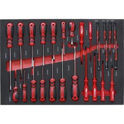 Kit d'outils avec compartiment en mousse bicolore, jeu de tournevis, pour l x p 570 x 410 mm, 21 éléments