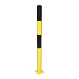 Potelet de délimitation, à cheviller au sol, Ø 60 mm, peint noir-jaune, 2 œillets