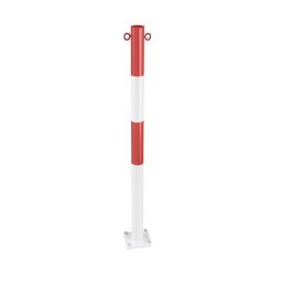 Potelet en tube d'acier, à cheviller au sol, Ø 60 mm, rouge/blanc, galvanisé et laqué