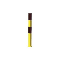 Potelet de délimitation en acier, à cheviller, 70 x 70 mm, noir-jaune, 2 œillets pour chaîne