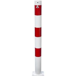 Potelet de délimitation, Ø 76 mm, blanc / rouge, à cheviller, sans œillet