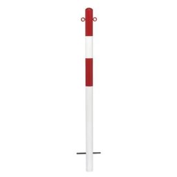 Potelet de délimitation, à sceller dans du béton, Ø 60 mm, plastifié rouge-blanc, 2 œillets