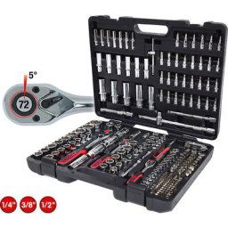 KS Tools Jeu de clés à douilles CHROMEplus 1/4'' + 3/8'' + 1/2'', 195 éléments, chromé brillant