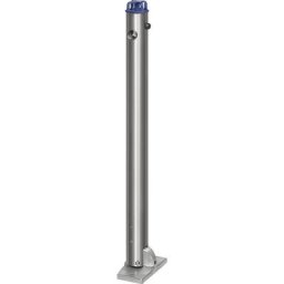 Potelet en inox, avec tête pour chaîne, à cheviller au sol, Ø 76 mm, rabattable, serrure triangulaire