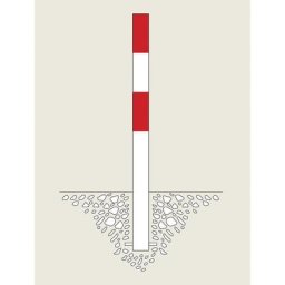 Potelet de délimitation, à sceller dans du béton, Ø 90 mm, plastifié rouge-blanc, 1 œillet