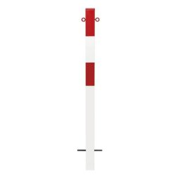 Potelet de délimitation, à sceller dans du béton, 70 x 70 mm, plastifié rouge-blanc, 2 œillets