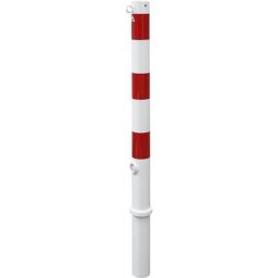 Potelet de délimitation, Ø 76 mm, blanc / rouge, amovible, avec 1 œillet