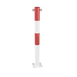 Potelet en tube d'acier, à cheviller au sol, Ø 76 mm, rouge/blanc, galvanisé et laqué