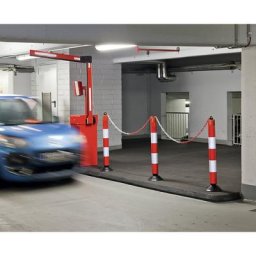 Potelet de signalisation avec capuchon à œillet, modèle 100-TL, hauteur 1050 mm, réfléchissant rouge-blanc
