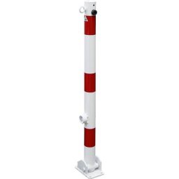 Potelet de délimitation, Ø 60 mm, blanc / rouge, rabattable, avec 1 œillet