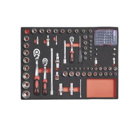 Kit d'outils avec compartiments en mousse bicolores, clés à douilles, pour l x p 490 x 340 mm
