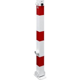 Potelet de délimitation, 70 x 70 mm, blanc / rouge, rabattable, avec 1 œillet