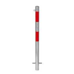 Potelet de délimitation, à sceller dans du béton, Ø 60 mm, galvanisé à chaud / réfléchissant rouge, 1 œillet