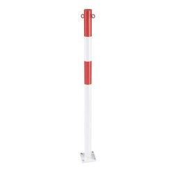 Potelet en tube d'acier, à cheviller au sol, Ø 60 mm, rouge/blanc, plastifié