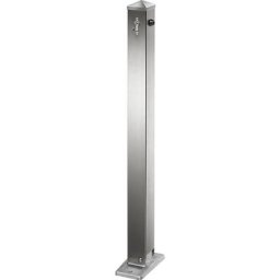 Potelet en inox, à tête pointue, à cheviller au sol, 70 x 70 mm, rabattable, cylindre profilé
