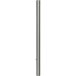 Potelet en inox, à tête plate, douille de sol à sceller dans du béton, Ø 60 mm, cylindre profilé