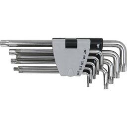 KS Tools Jeu de clés coudées en acier inoxydable, longues, Torx percé, 9 éléments
