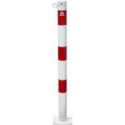 Potelet de délimitation, Ø 60 mm, blanc / rouge, à cheviller, avec 1 œillet