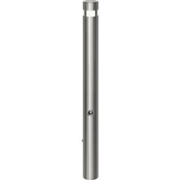 Potelet en inox, Ø 102 mm, tête avec lampe solaire, à sceller dans du béton, douille de sol, serrure triangulaire
