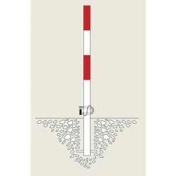 Potelet basculant, à bétonner, rouge-blanc