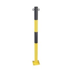 Potelet en tube d'acier, à cheviller au sol, Ø 60 mm, jaune/noir, galvanisé et laqué
