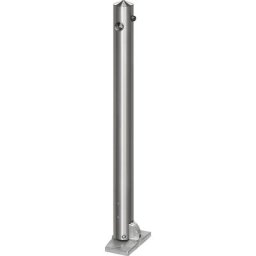 Potelet en inox, à tête pointue, à cheviller au sol, Ø 76 mm, rabattable, serrure triangulaire