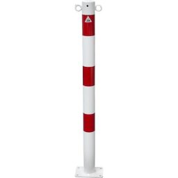 Potelet de délimitation, Ø 60 mm, blanc / rouge, à cheviller, avec 2 œillets