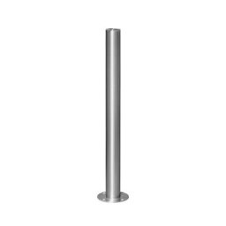 Potelet en inox, à tête plate, platine à cheviller au sol, Ø 76 mm