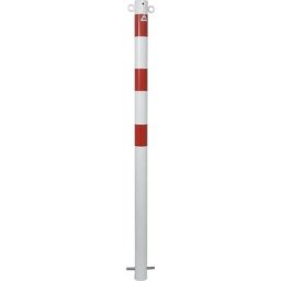 Potelet de délimitation, Ø 60 mm, blanc / rouge, à sceller dans du béton, avec 2 œillets