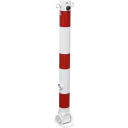 Potelet de délimitation, Ø 76 mm, blanc / rouge, rabattable, avec 2 œillets