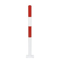 Potelet de délimitation, à cheviller au sol, Ø 90 mm, plastifié rouge-blanc