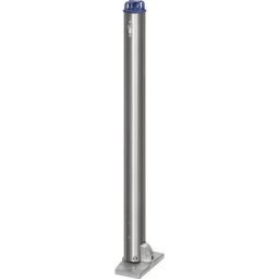 Potelet en inox, avec tête pour chaîne, à cheviller au sol, Ø 76 mm, rabattable, cylindre profilé