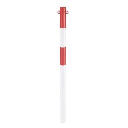 Potelet en tube d'acier, à sceller dans du béton, Ø 60 mm, rouge/blanc, plastifié