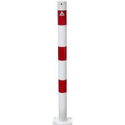 Potelet de délimitation, Ø 60 mm, blanc / rouge, à cheviller, sans œillet