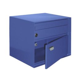 Boîte aux lettres, l x h x p 390 x 315 x 310 mm, tôle d'acier peinte époxy, bleu sécurité