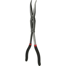 KS Tools Pince à bec demi-rond à double articulation XL, coudée à 45°, denté, Ø 17,7 mm, longueur 335 mm