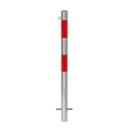 Potelet de délimitation, à sceller dans du béton, Ø 90 mm, galvanisé à chaud / réfléchissant rouge, 1 œillet