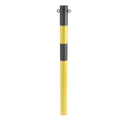 Potelet en tube d'acier, à sceller dans du béton, Ø 76 mm, jaune/noir, galvanisé et laqué