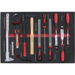 Kit d'outils avec compartiment en mousse bicolore, kit universel d'outils, pour l x p 570 x 410 mm, 13 éléments