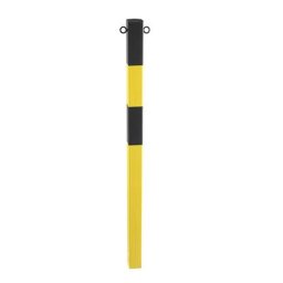 Potelet en tube d'acier, à sceller dans du béton, 70 x 70 mm, jaune/noir, galvanisé et laqué