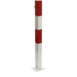 Potelet de délimitation, à cheviller, 70 x 70 mm, peint rouge-blanc, 1 œillet